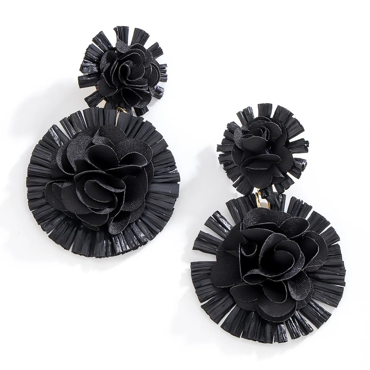 1 Pair Simple Style Classic Style Flower Raffia Drop Earrings