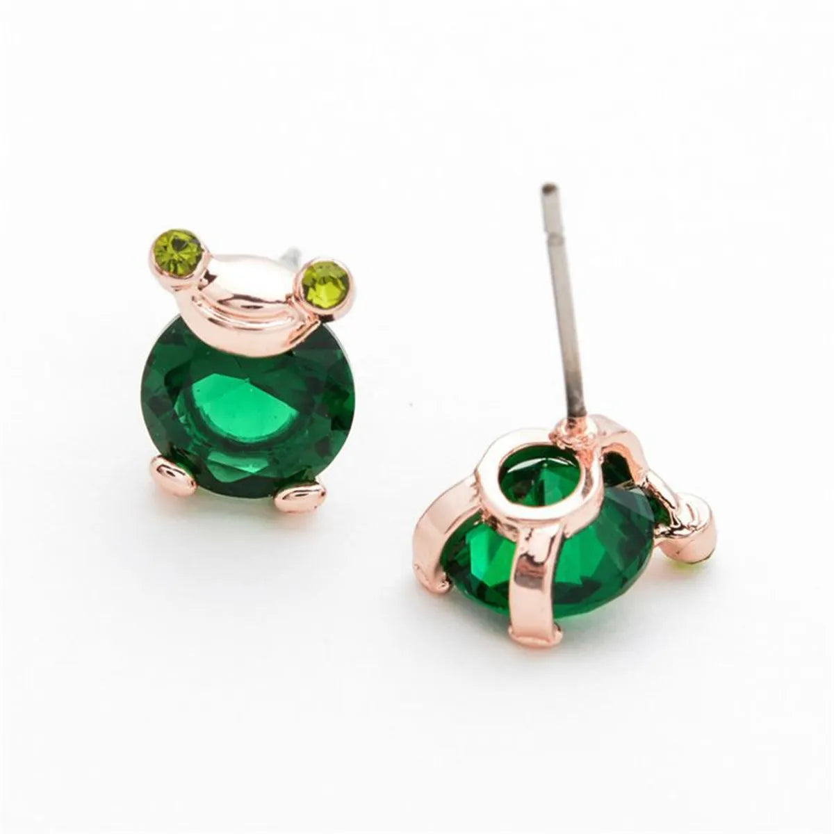 1 Pair Simple Style Classic Style Frog Plating Inlay Copper Zircon Rose Gold Plated White Gold Plated Ear Studs