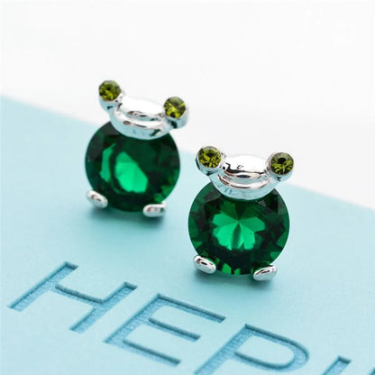 1 Pair Simple Style Classic Style Frog Plating Inlay Copper Zircon Rose Gold Plated White Gold Plated Ear Studs