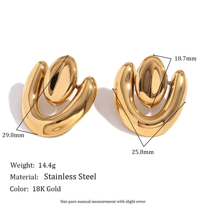 1 Pair Simple Style Classic Style Geometric 304 Stainless Steel 18K Gold Plated Ear Studs