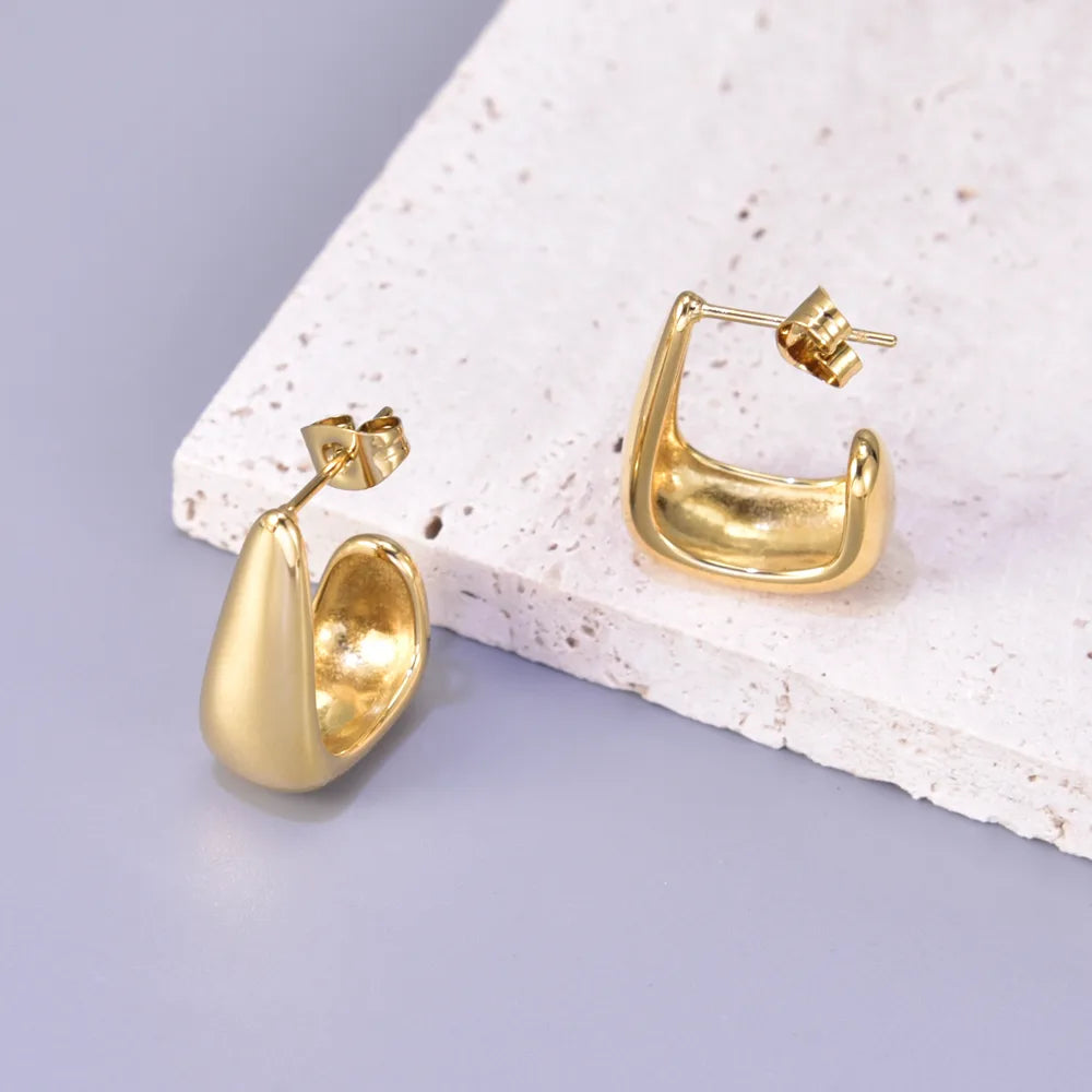 1 Pair Simple Style Classic Style Geometric 304 Stainless Steel Titanium Steel 18K Gold Plated Ear Studs