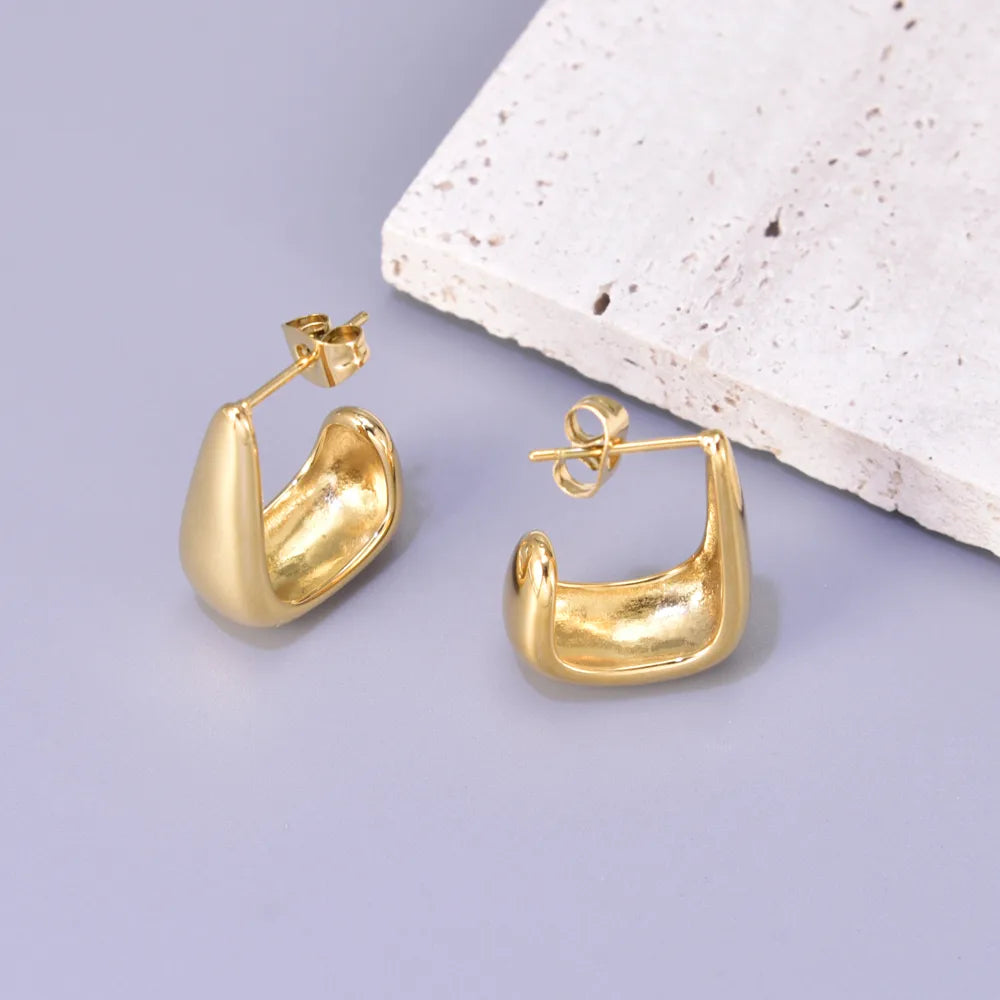 1 Pair Simple Style Classic Style Geometric 304 Stainless Steel Titanium Steel 18K Gold Plated Ear Studs