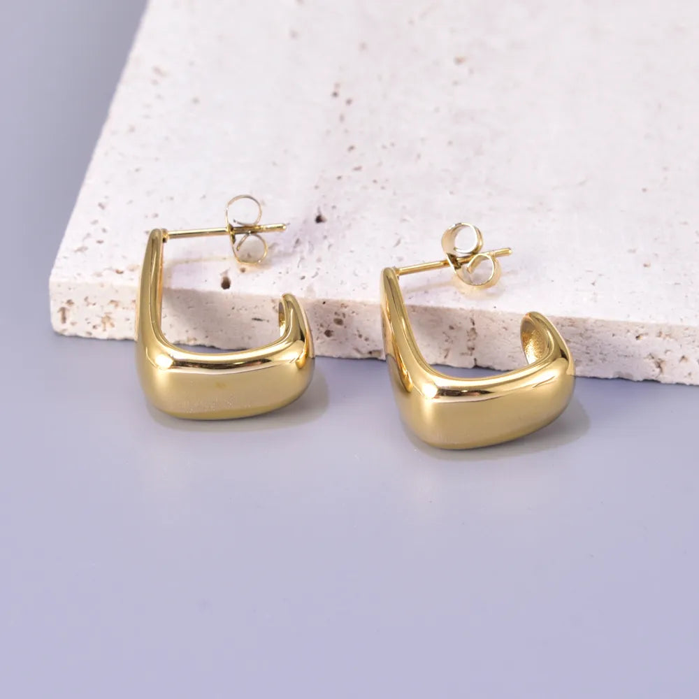 1 Pair Simple Style Classic Style Geometric 304 Stainless Steel Titanium Steel 18K Gold Plated Ear Studs