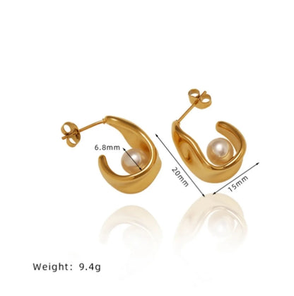 1 Pair Simple Style Classic Style Geometric 304 Stainless Steel Titanium Steel 18K Gold Plated Ear Studs