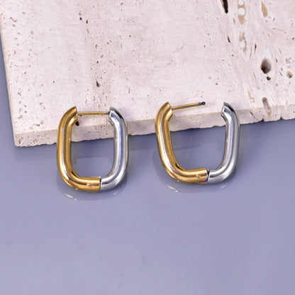 1 Pair Simple Style Classic Style Geometric 304 Stainless Steel Titanium Steel 18K Gold Plated Earrings