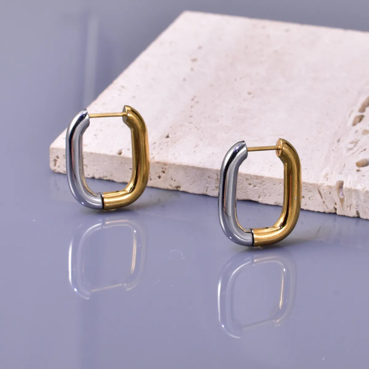 1 Pair Simple Style Classic Style Geometric 304 Stainless Steel Titanium Steel 18K Gold Plated Earrings