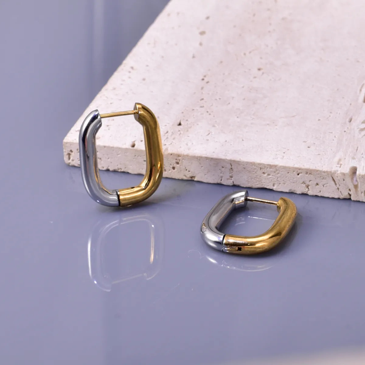 1 Pair Simple Style Classic Style Geometric 304 Stainless Steel Titanium Steel 18K Gold Plated Earrings