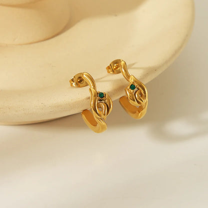 1 Pair Simple Style Classic Style Geometric Inlay 304 Stainless Steel Zircon 18K Gold Plated Ear Studs