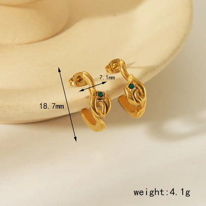 1 Pair Simple Style Classic Style Geometric Inlay 304 Stainless Steel Zircon 18K Gold Plated Ear Studs