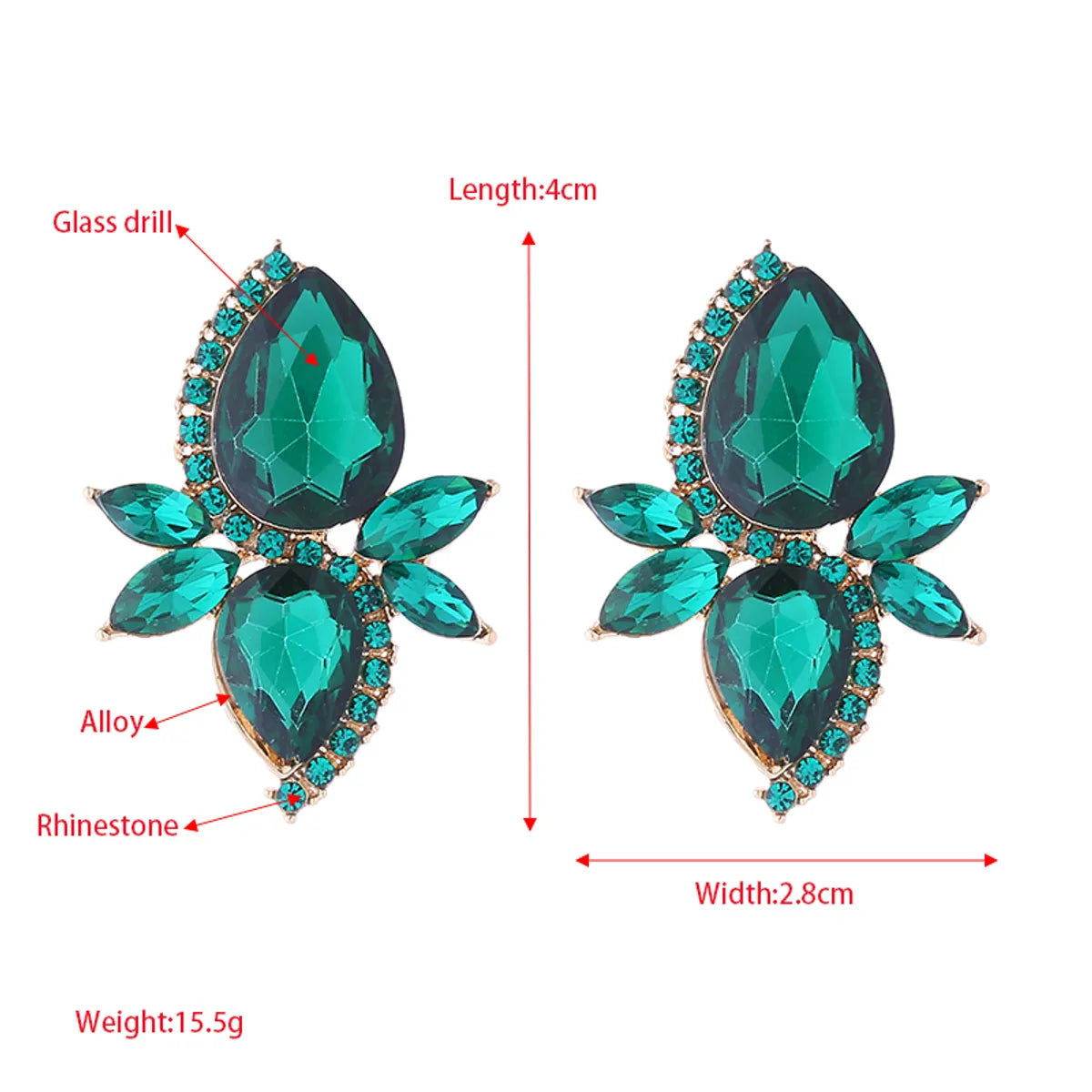 1 Pair Simple Style Classic Style Geometric Inlay Artificial Crystal Glass Rhinestones Ear Studs