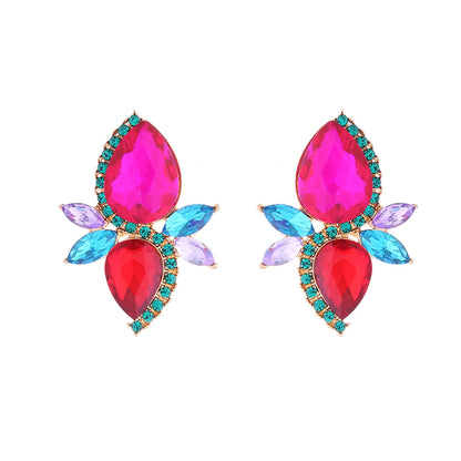 1 Pair Simple Style Classic Style Geometric Inlay Artificial Crystal Glass Rhinestones Ear Studs