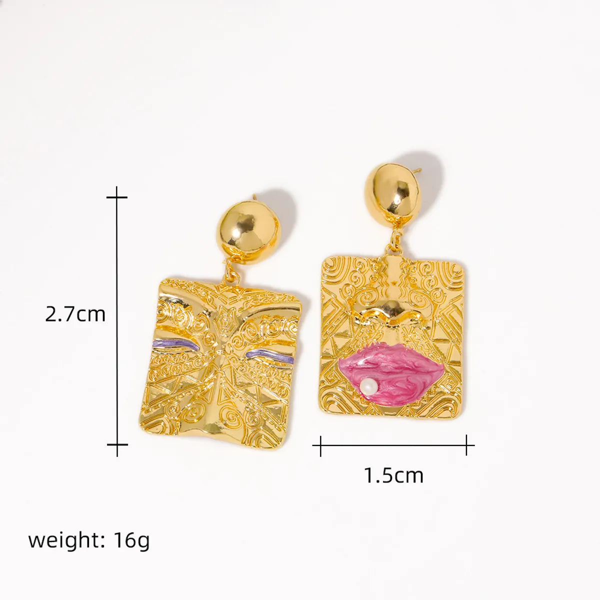 1 Pair Simple Style Classic Style Geometric Inlay Copper Pearl 18k Gold Plated Drop Earrings