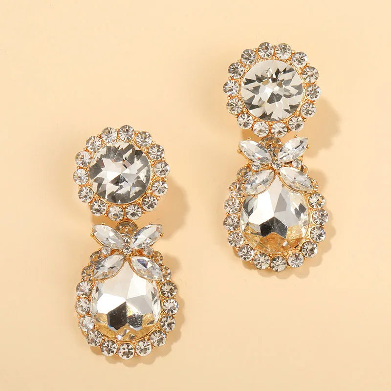 1 Pair Simple Style Classic Style Geometric Inlay Zinc Alloy Zircon Drop Earrings