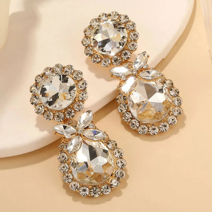 1 Pair Simple Style Classic Style Geometric Inlay Zinc Alloy Zircon Drop Earrings