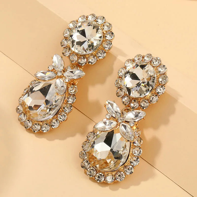 1 Pair Simple Style Classic Style Geometric Inlay Zinc Alloy Zircon Drop Earrings