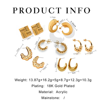 1 Pair Simple Style Classic Style Geometric Irregular Plating Arylic 18K Gold Plated Ear Studs