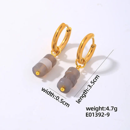 1 Pair Simple Style Classic Style Geometric Irregular 304 Stainless Steel Natural Stone Copper Drop Earrings