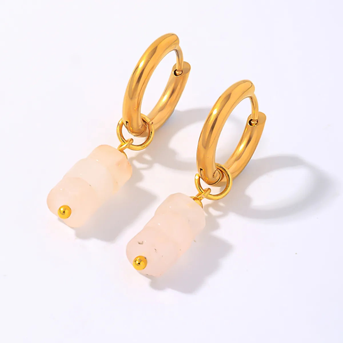 1 Pair Simple Style Classic Style Geometric Irregular 304 Stainless Steel Natural Stone Copper Drop Earrings