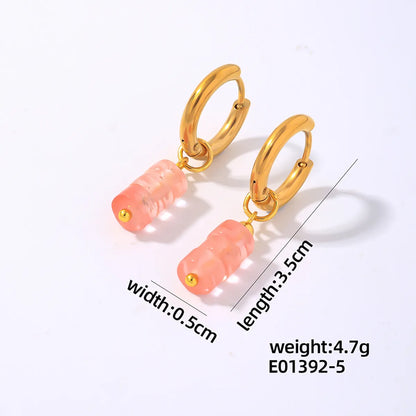 1 Pair Simple Style Classic Style Geometric Irregular 304 Stainless Steel Natural Stone Copper Drop Earrings