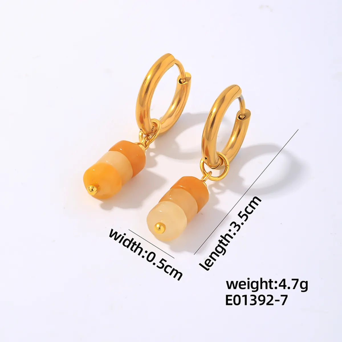 1 Pair Simple Style Classic Style Geometric Irregular 304 Stainless Steel Natural Stone Copper Drop Earrings