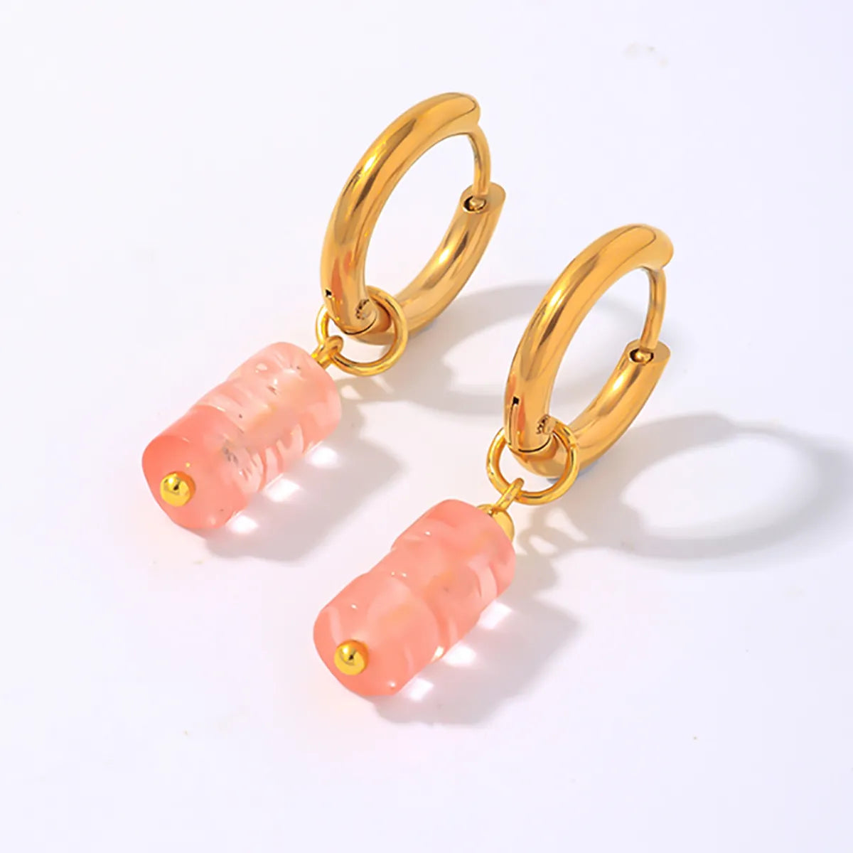 1 Pair Simple Style Classic Style Geometric Irregular 304 Stainless Steel Natural Stone Copper Drop Earrings