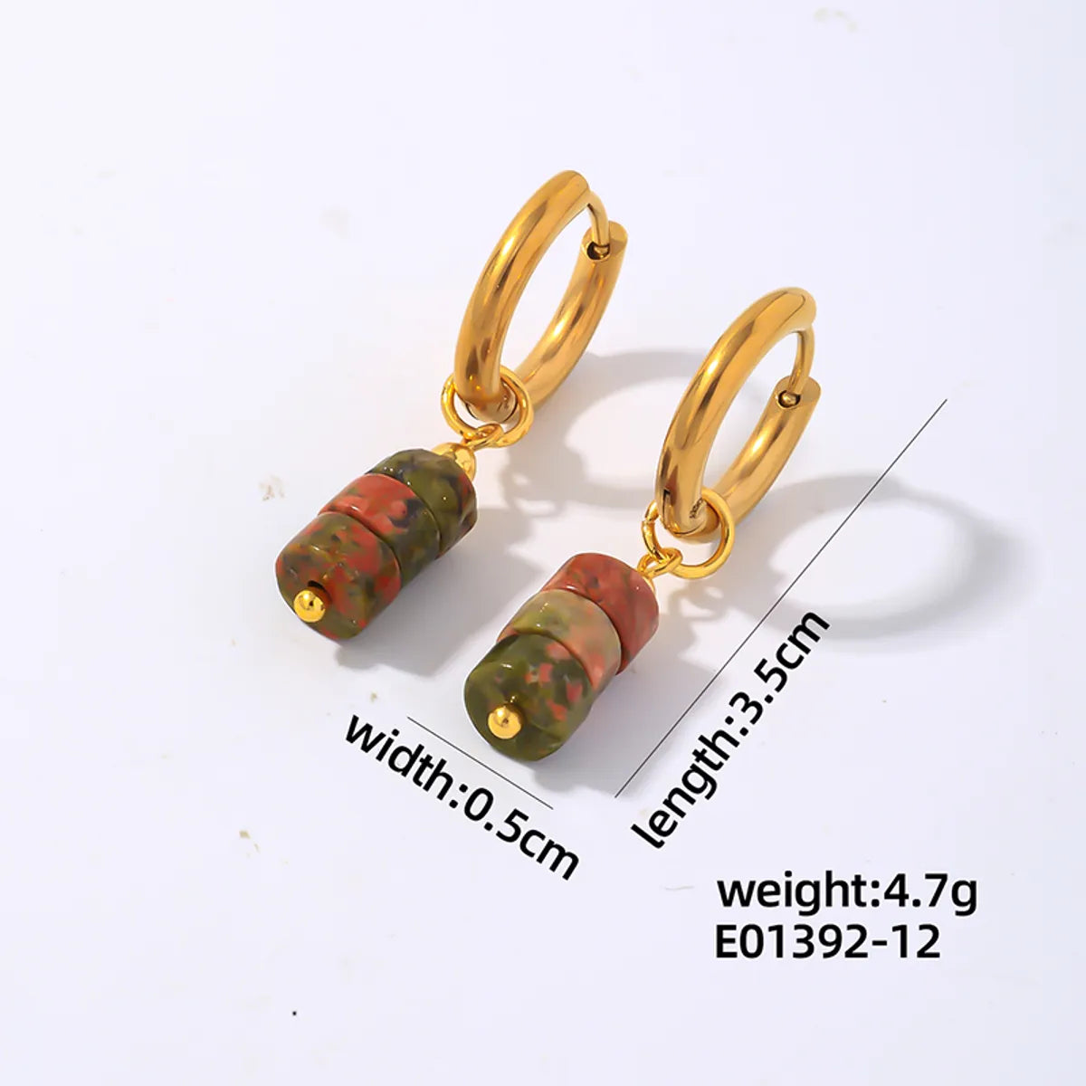 1 Pair Simple Style Classic Style Geometric Irregular 304 Stainless Steel Natural Stone Copper Drop Earrings