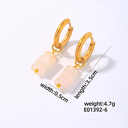 1 Pair Simple Style Classic Style Geometric Irregular 304 Stainless Steel Natural Stone Copper Drop Earrings