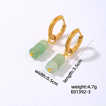 1 Pair Simple Style Classic Style Geometric Irregular 304 Stainless Steel Natural Stone Copper Drop Earrings