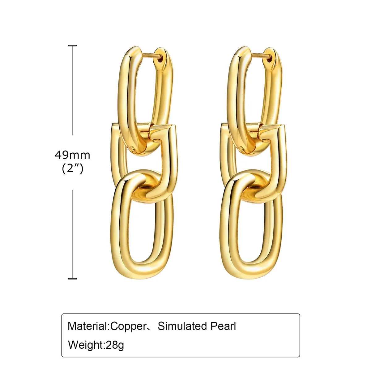 1 Pair Simple Style Classic Style Geometric Plating Brass Drop Earrings