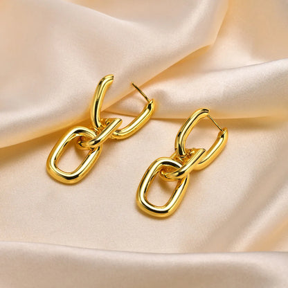 1 Pair Simple Style Classic Style Geometric Plating Brass Drop Earrings