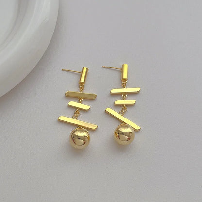 1 Pair Simple Style Classic Style Geometric Plating Copper 18K Gold Plated Drop Earrings