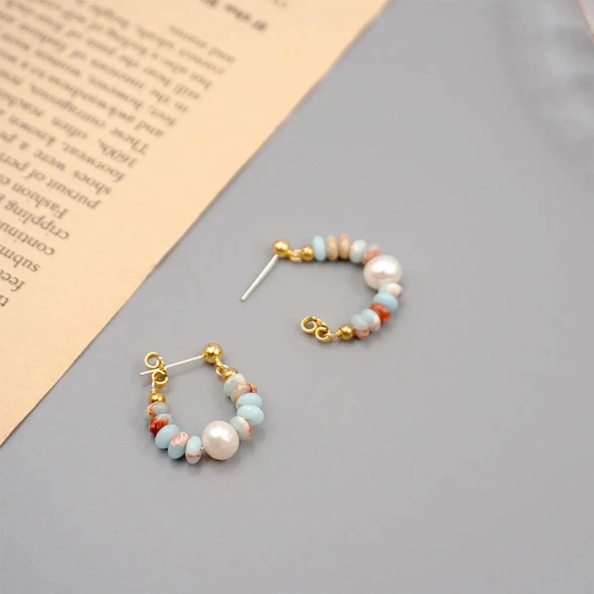 1 Pair Simple Style Classic Style Geometric Plating Freshwater Pearl Stone Gold Plated Earrings