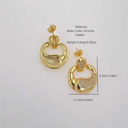 1 Pair Simple Style Classic Style Geometric Plating Inlay Copper Zircon 18K Gold Plated Ear Studs