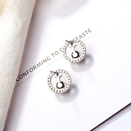 1 Pair Simple Style Classic Style Geometric Plating Inlay Sterling Silver Pearl Zircon 14k Gold Plated White Gold Plated Ear Studs