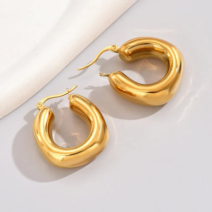 1 Pair Simple Style Classic Style Geometric Plating Titanium Steel 18k Gold Plated Earrings