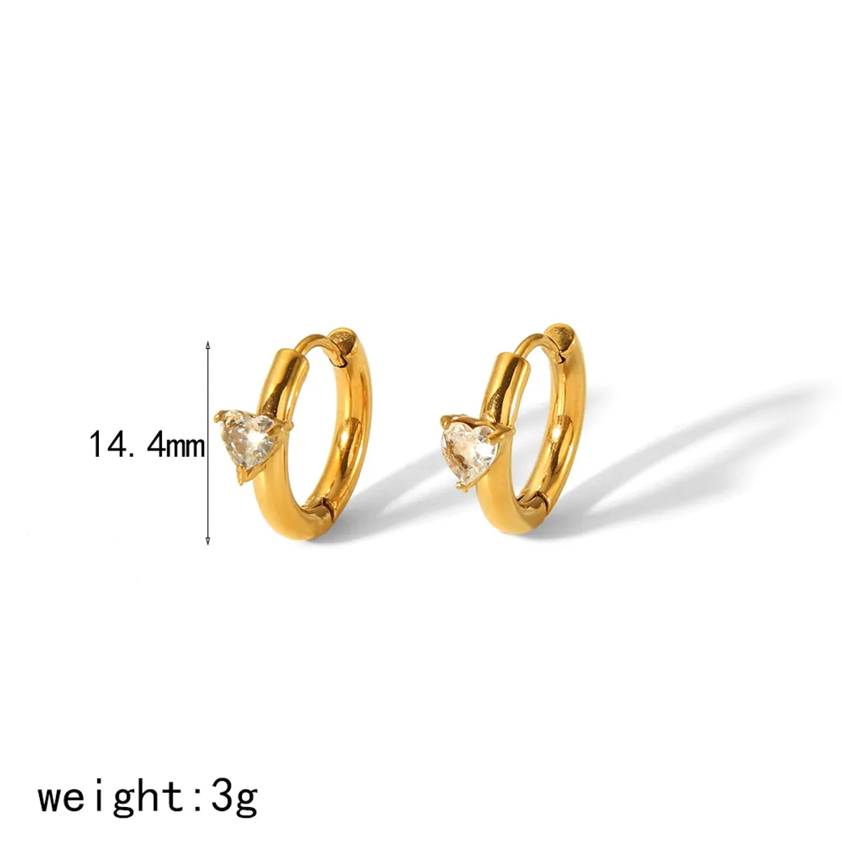 1 Pair Simple Style Classic Style Geometric Polishing Plating 304 Stainless Steel Zircon 18K Gold Plated Earrings