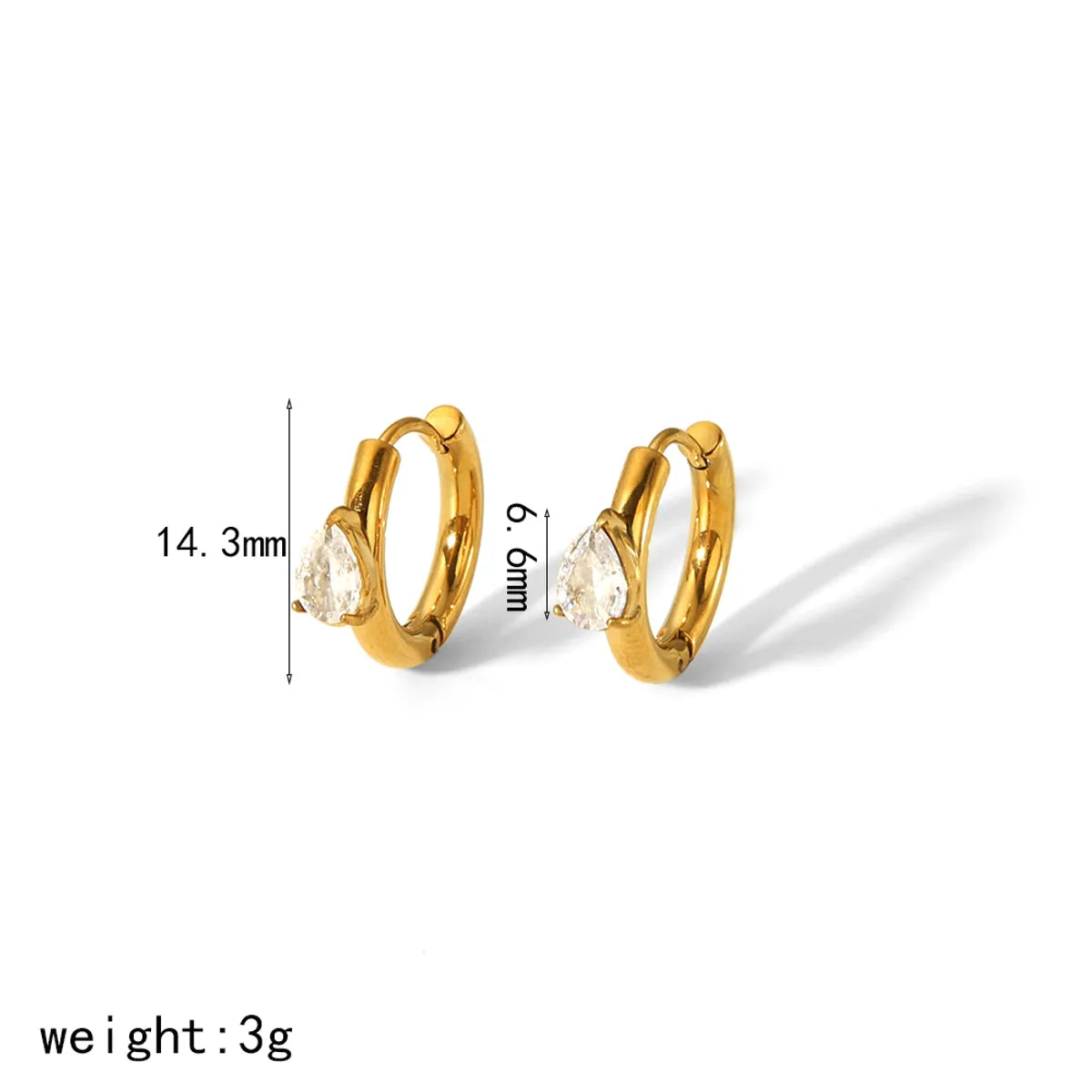 1 Pair Simple Style Classic Style Geometric Polishing Plating 304 Stainless Steel Zircon 18K Gold Plated Earrings