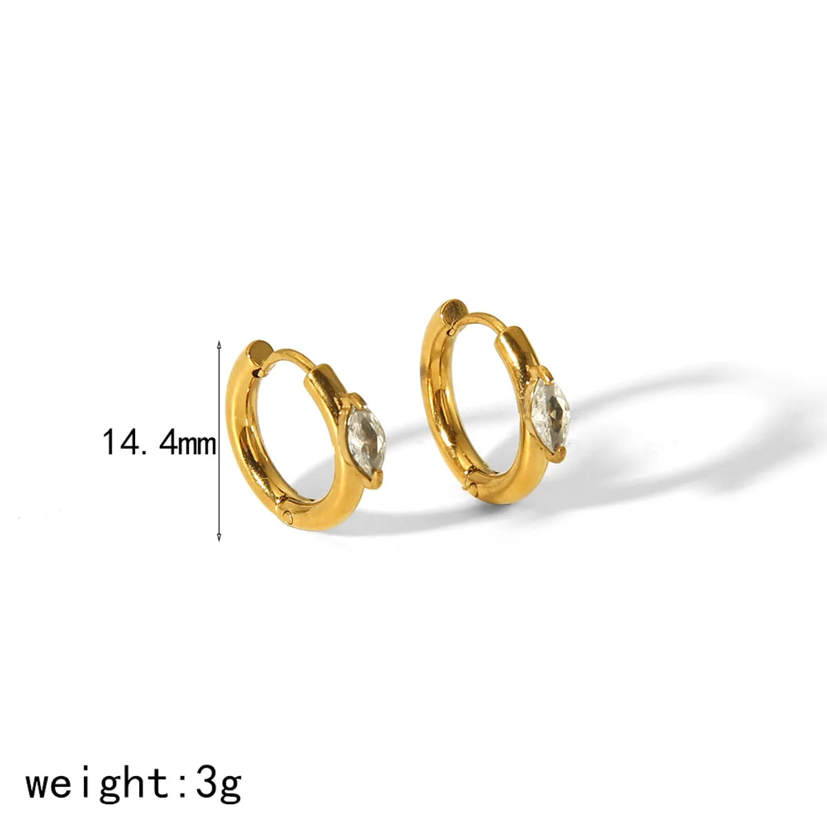 1 Pair Simple Style Classic Style Geometric Polishing Plating 304 Stainless Steel Zircon 18K Gold Plated Earrings