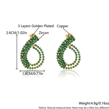 1 Pair Simple Style Classic Style Geometric Solid Color Plating Inlay Copper Zircon 18K Gold Plated Ear Studs