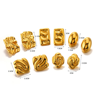 1 Pair Simple Style Classic Style Geometric Square Oval Polishing 304 Stainless Steel 18K Gold Plated Ear Studs