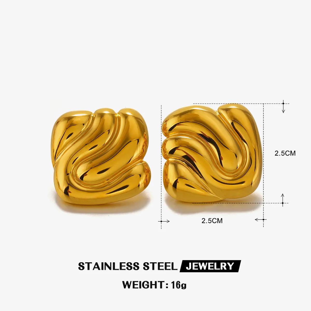 1 Pair Simple Style Classic Style Geometric Square Oval Polishing 304 Stainless Steel 18K Gold Plated Ear Studs