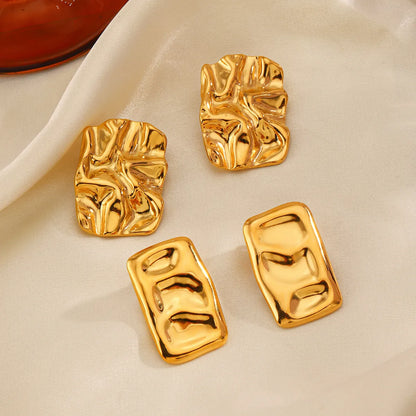 1 Pair Simple Style Classic Style Geometric Square Oval Polishing 304 Stainless Steel 18K Gold Plated Ear Studs