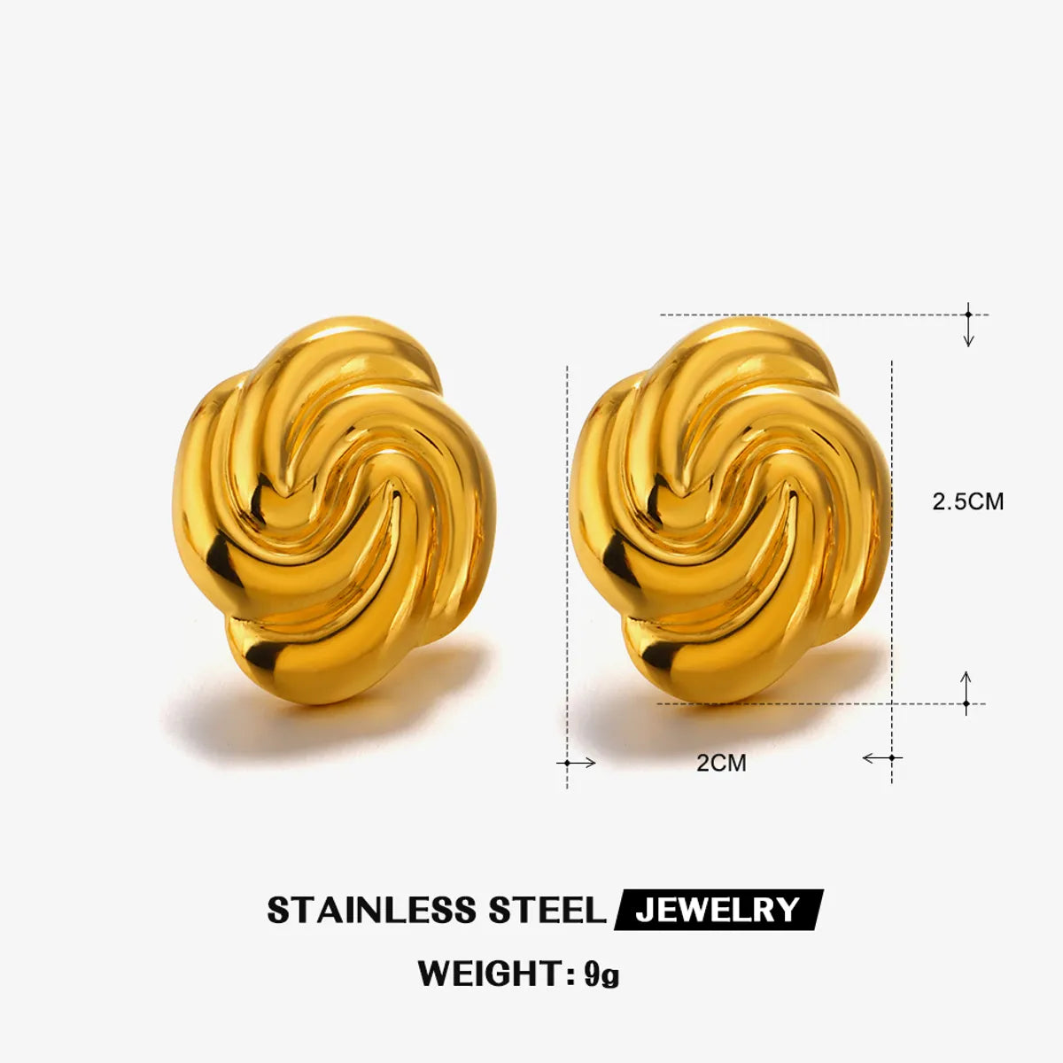 1 Pair Simple Style Classic Style Geometric Square Oval Polishing 304 Stainless Steel 18K Gold Plated Ear Studs