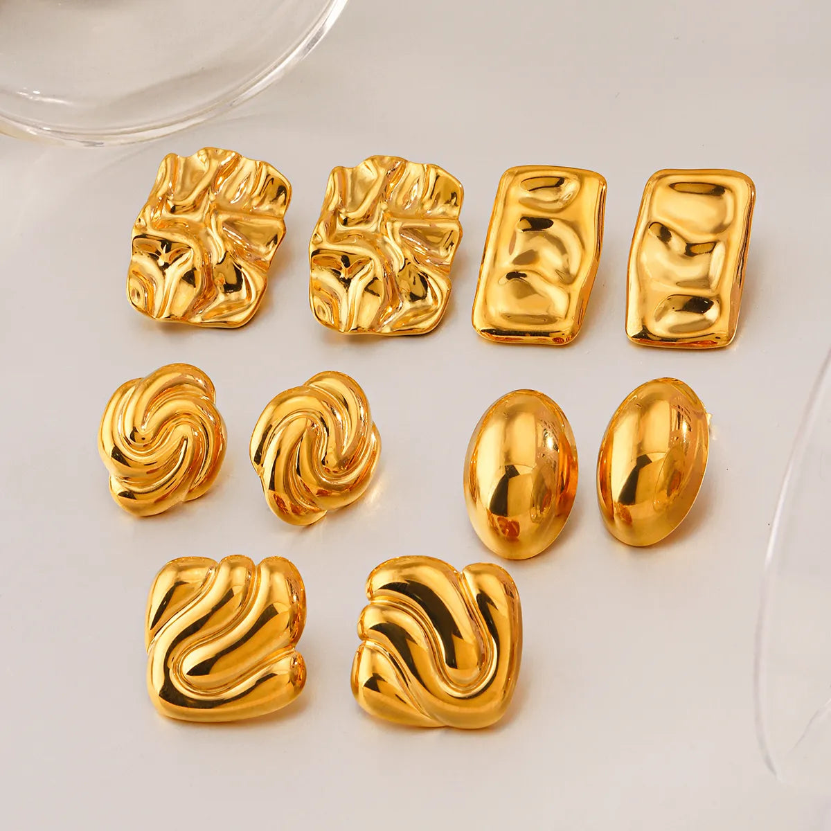 1 Pair Simple Style Classic Style Geometric Square Oval Polishing 304 Stainless Steel 18K Gold Plated Ear Studs