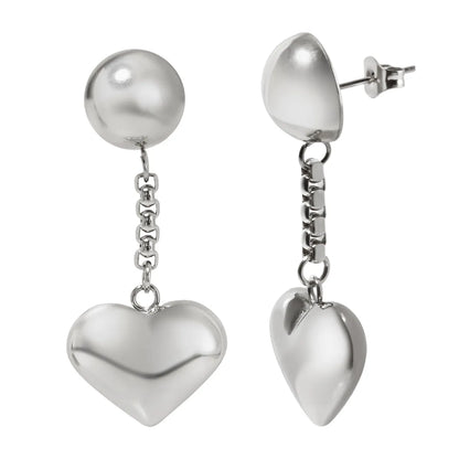 1 Pair Simple Style Classic Style Heart Shape 304 Stainless Steel Drop Earrings