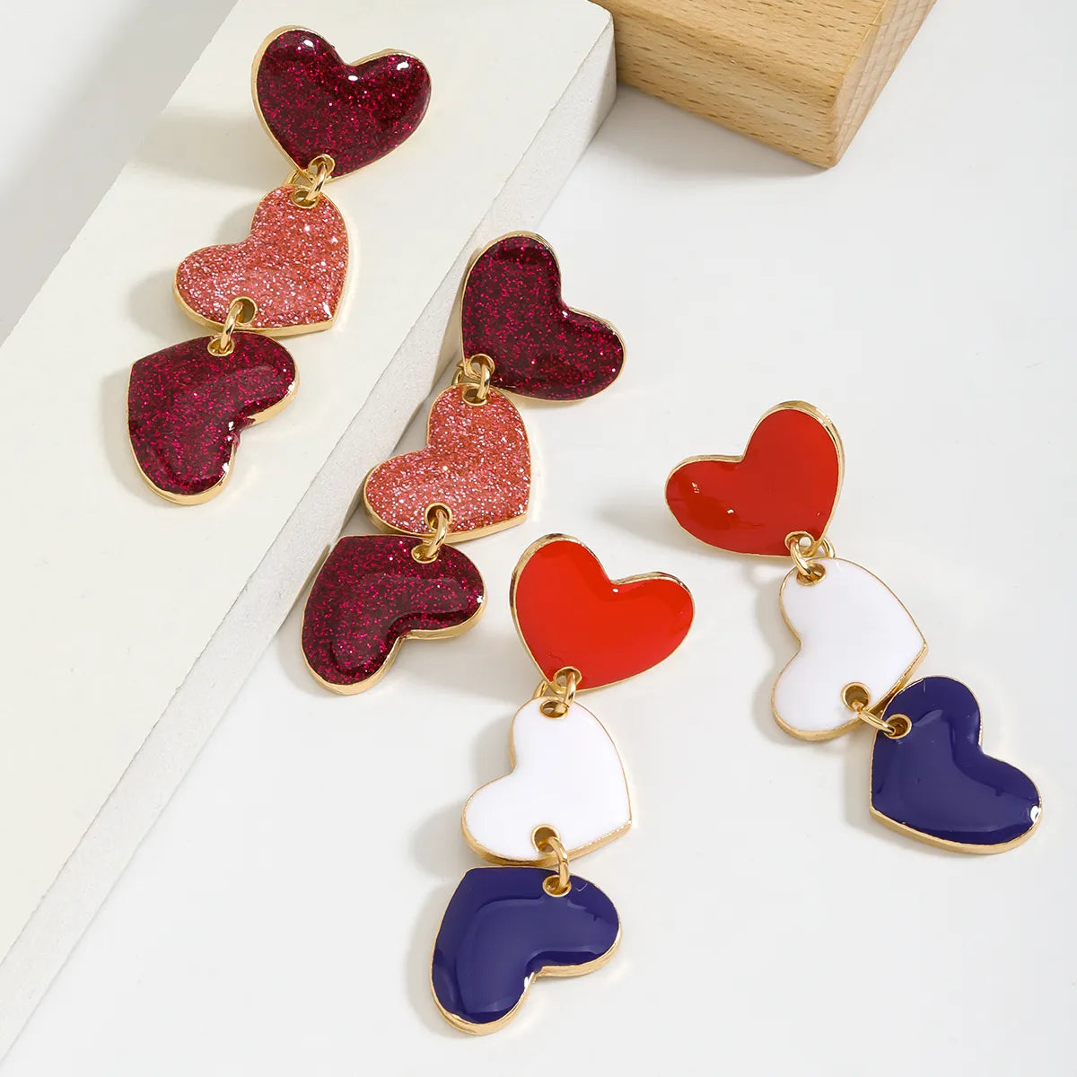 1 Pair Simple Style Classic Style Heart Shape Enamel Alloy Drop Earrings