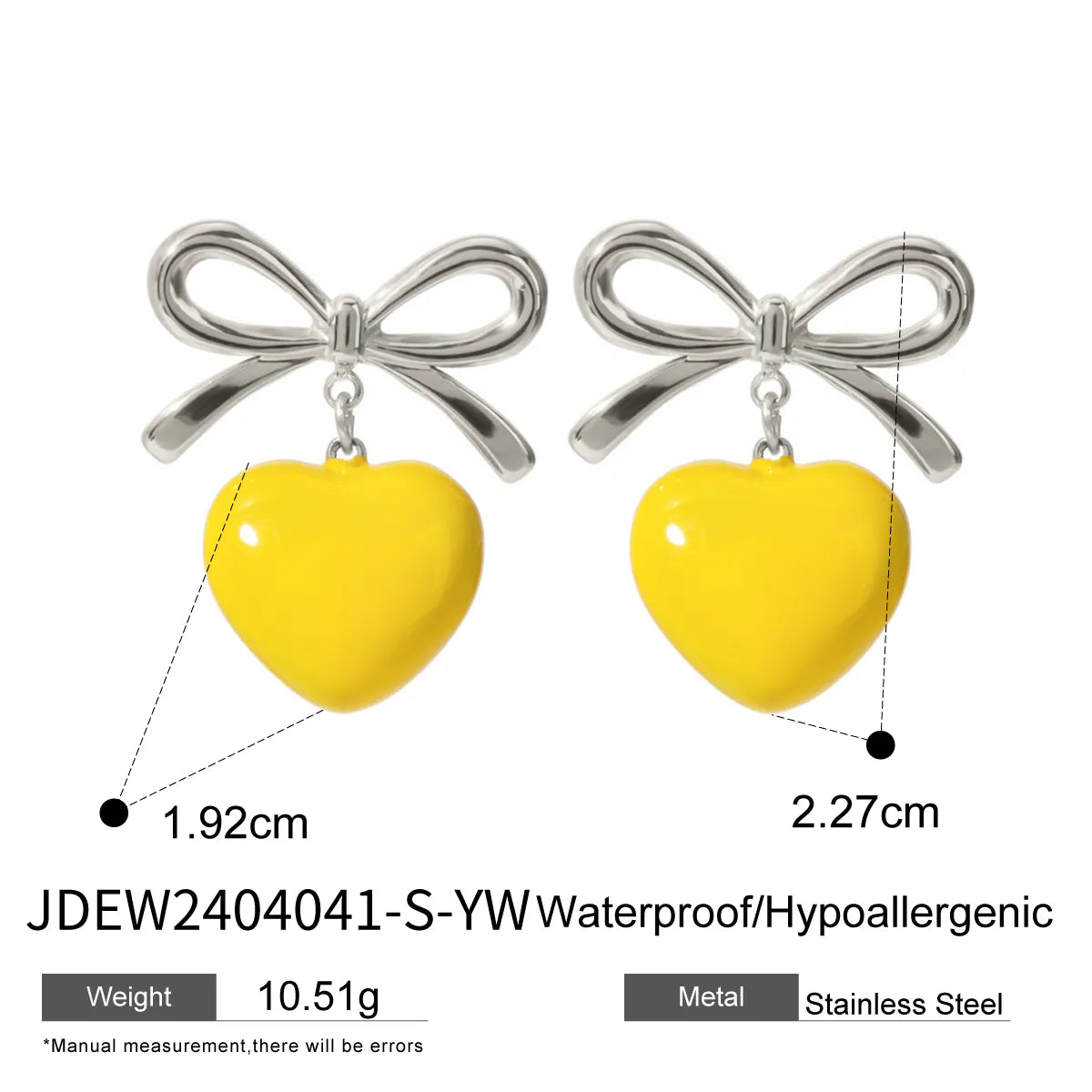 1 Pair Simple Style Classic Style Heart Shape Enamel Plating 304 Stainless Steel Drop Earrings