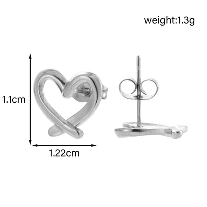 1 Pair Simple Style Classic Style Heart Shape Flower Shell Plating 304 Stainless Steel Ear Studs