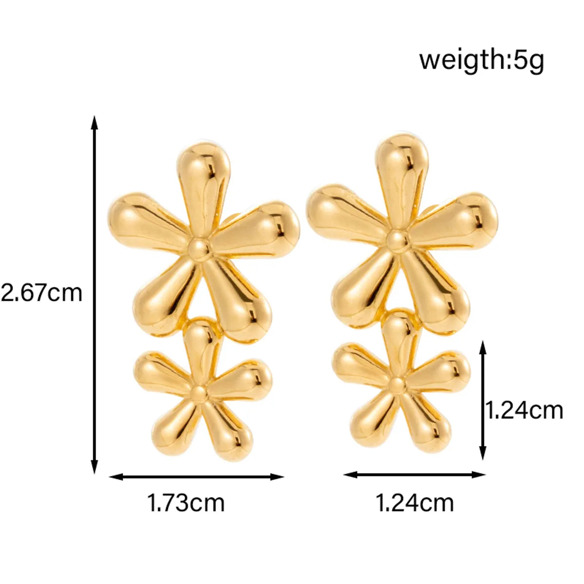 1 Pair Simple Style Classic Style Heart Shape Flower Shell Plating 304 Stainless Steel Ear Studs