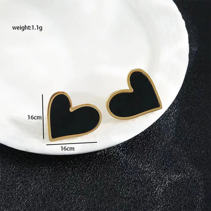 1 Pair Simple Style Classic Style Heart Shape Inlay 201 Stainless Steel Acrylic Gold Plated Ear Studs